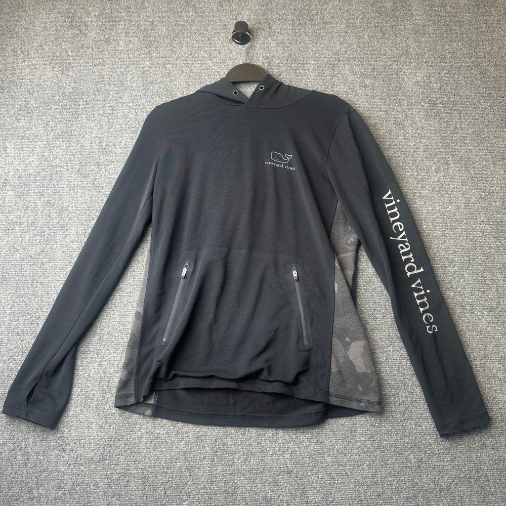 Vineyard Vines Performance Hoodie Mens S Black Camo Active Gym Running Workout